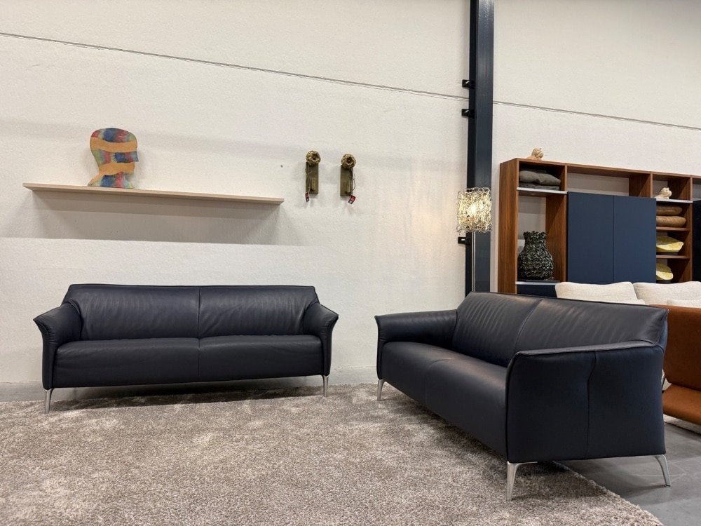 Leolux Mayon 3 Zits Bank Blauw leer Design 198, Info@leolux.nl, 150 tot 200 cm, Driepersoons, Ophalen of Verzenden
