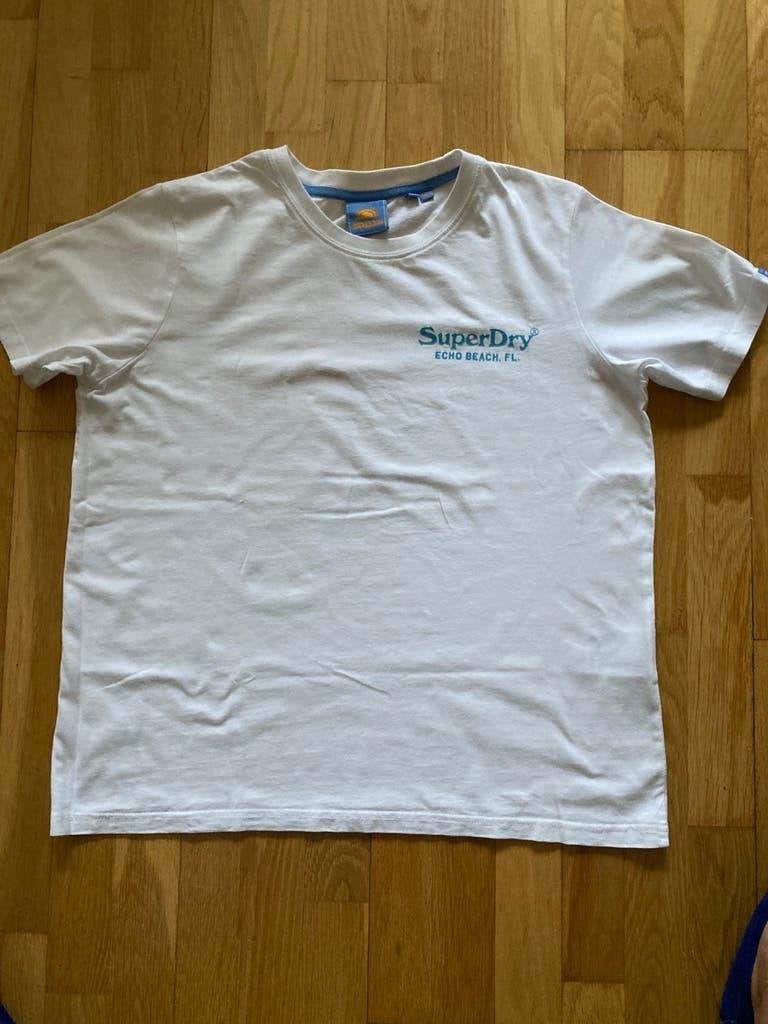 Dames T shirt Super Dry maat 40 wit met print 100% katoen, Maat 38/40 (M), Wit, Ophalen of Verzenden, Zo goed als nieuw