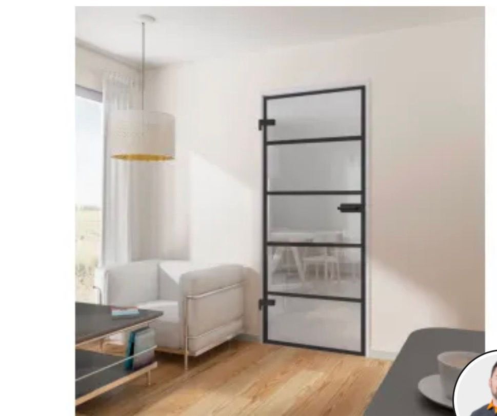 Glazen binnendeur 834x1972 mm – 8 mm veiligheidsglas, Doe-het-zelf en Verbouw, Ophalen, Nieuw