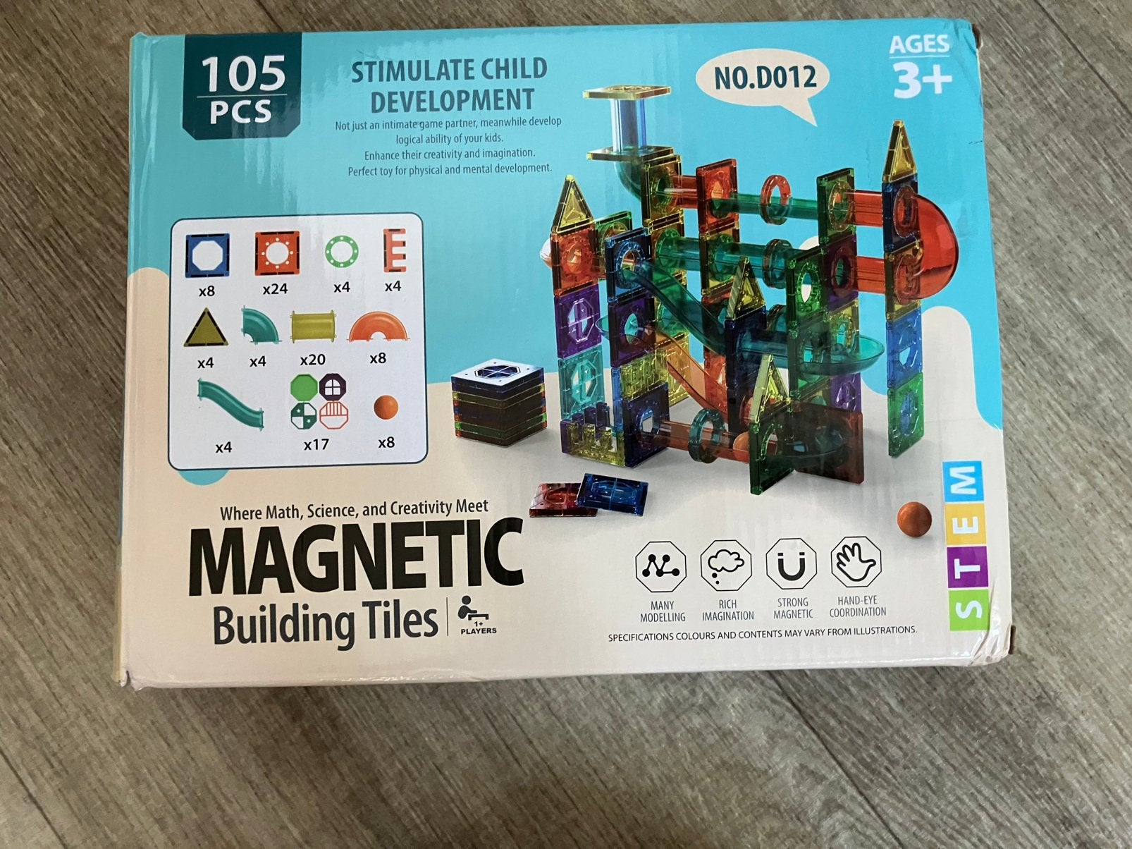 Magnetische knikkerbaan Manetic Building Tiles 105 delig, Ophalen of Verzenden, Zo goed als nieuw, Bouwen