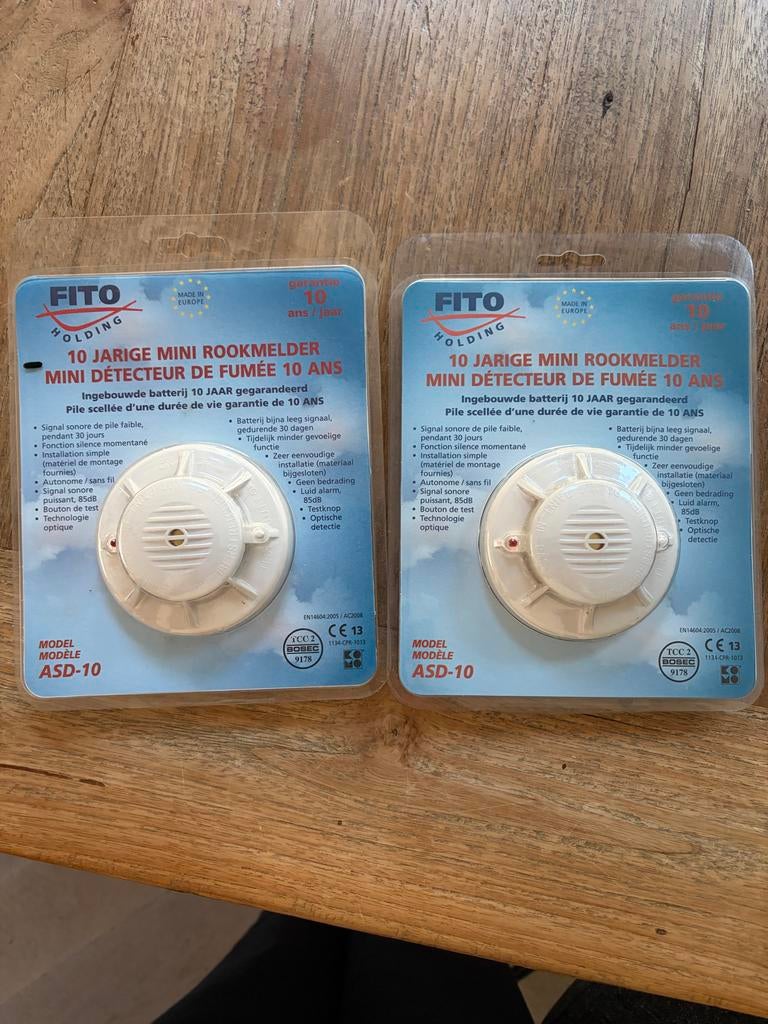 FITO Holding 10-jarige Mini Rookmelders (2 stuks), Ophalen, Detector, Sensor of Melder, Nieuw, Rook