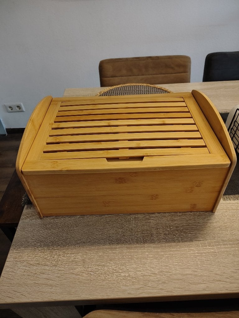 Esmeyer bamboe broodtrommel met snijplank, Hout, Ophalen of Verzenden, Zo goed als nieuw, Broodtrommel