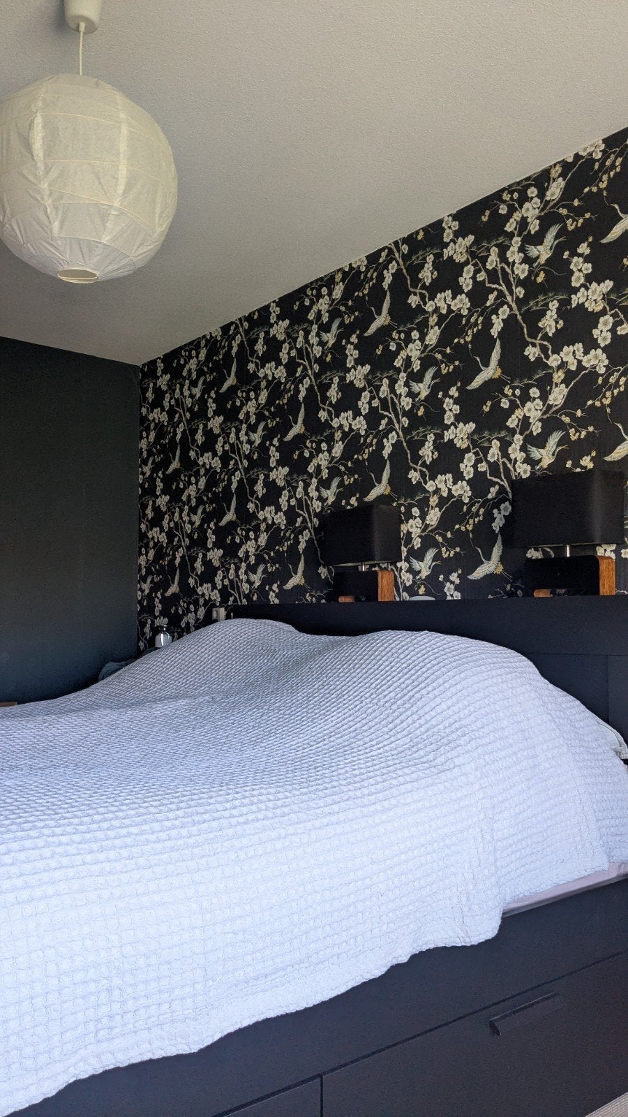 IKEA BRIMNES Bedframe met lattenbodem en opbergruimte zwart, Huis en Inrichting, Slaapkamer | Bedden, Ophalen, Gebruikt, Zwart