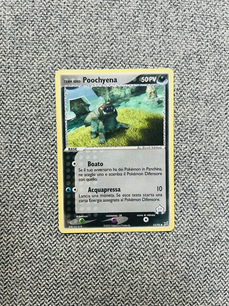Team Aqua's Poochyena 55/95 Ex Team Magma Pokemon, Verzenden, Zo goed als nieuw, Losse kaart, Foil