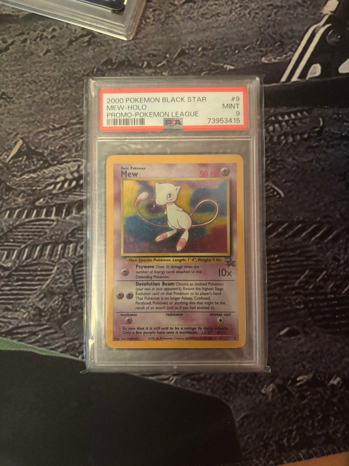 Mew Promo pokemon league #9 PSA 9, Ophalen, Zo goed als nieuw, Losse kaart, Foil