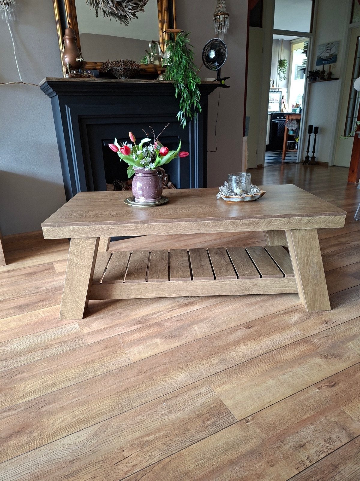 Salontafel  met opbergplank, Ophalen, Nieuw, Rechthoekig, Overige houtsoorten