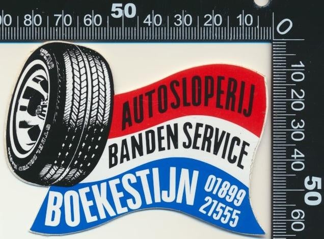 Sticker: Boekestijn Autosloperij Banden Service (1), Ophalen of Verzenden, Zo goed als nieuw, Bedrijf of Vereniging