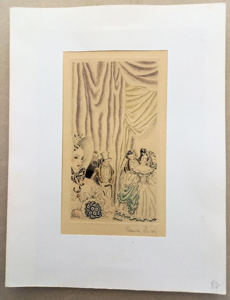 Maurice Leroy kleurenets A488-8, Antiek en Kunst, Ophalen of Verzenden, Dagelijks leven, Ets, Ingelijst