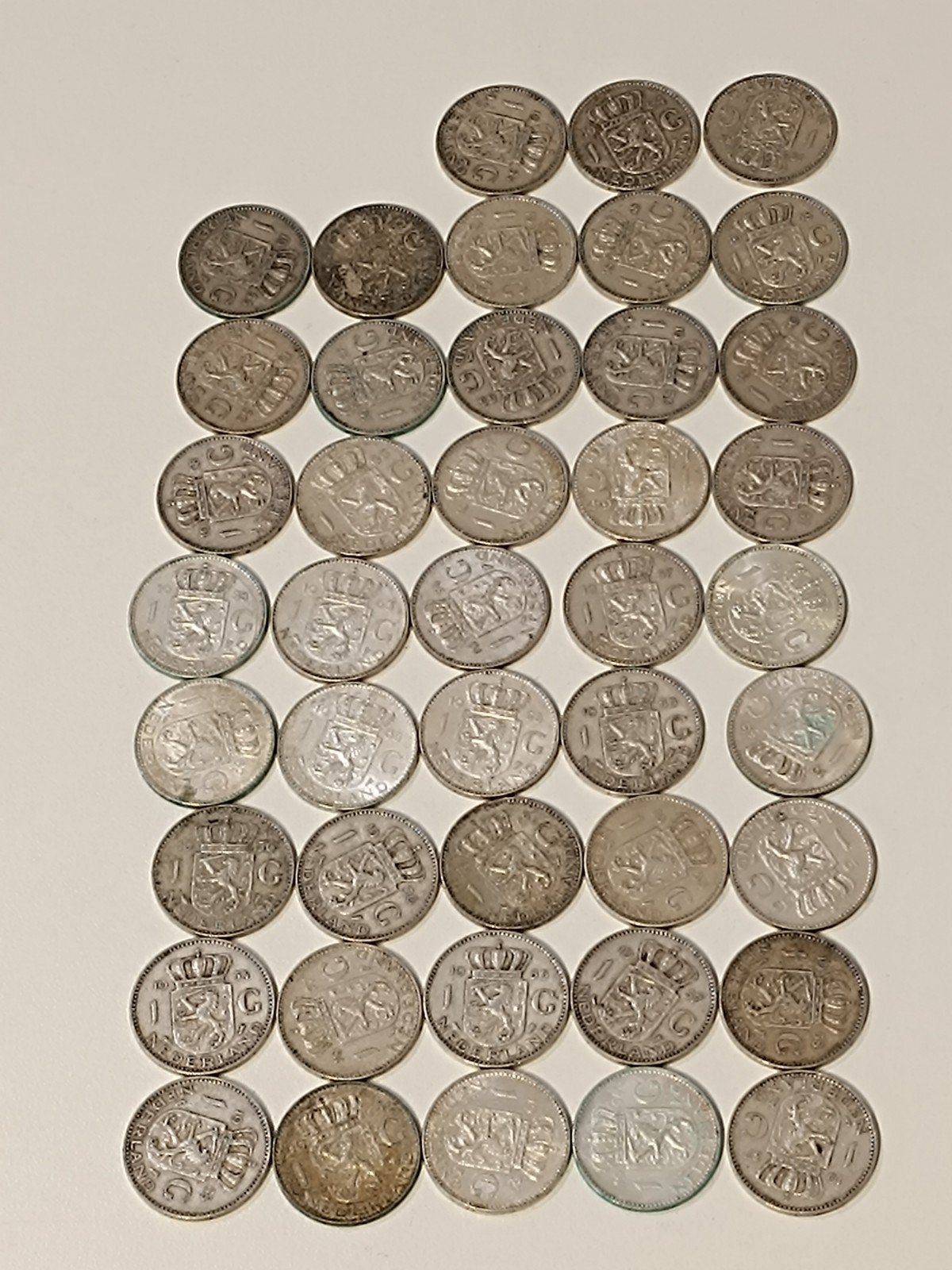 Verzameling van 43 zilveren guldens Koningin Juliana, 1 gulden, Koningin Juliana, Zilver, Ophalen of Verzenden