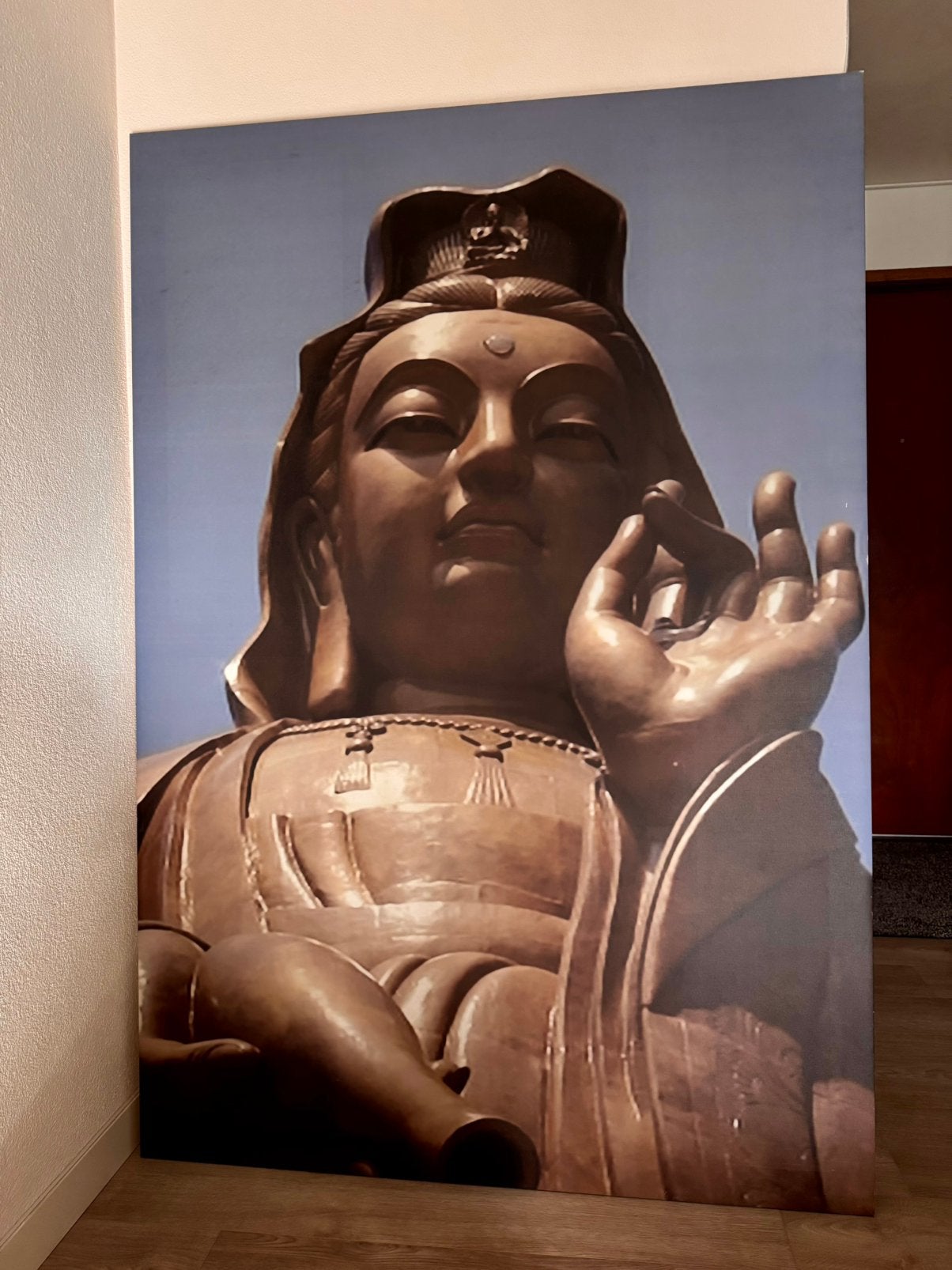 Prachtige grote Boeddha op canvas, Ophalen, Zo goed als nieuw