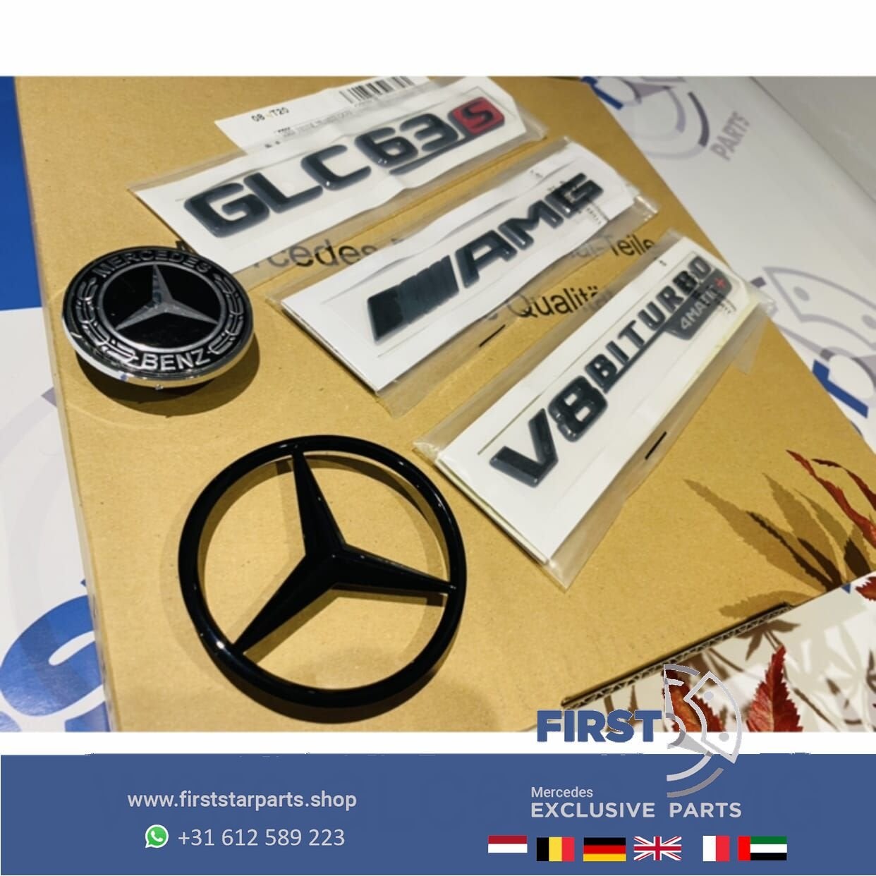 W253 C253 GLC 63 S BITURBO 4MATIC AMG LOGO SET ZWART EMBLEME, Gebruikt, -, Ophalen of Verzenden, -