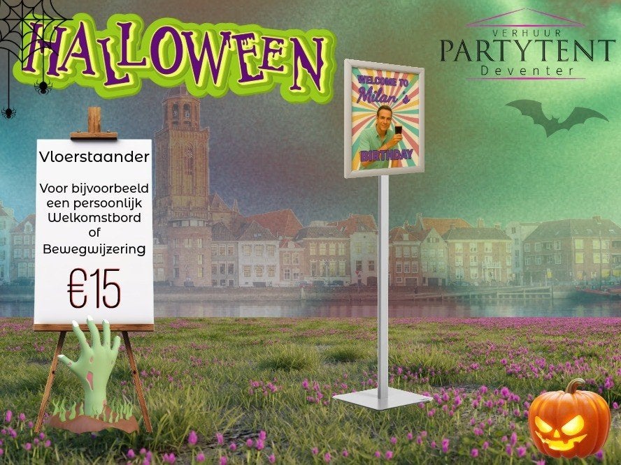 Welkomstbord huren Halloween vloerstaander, Ophalen, Nieuw, Halloween of Griezel