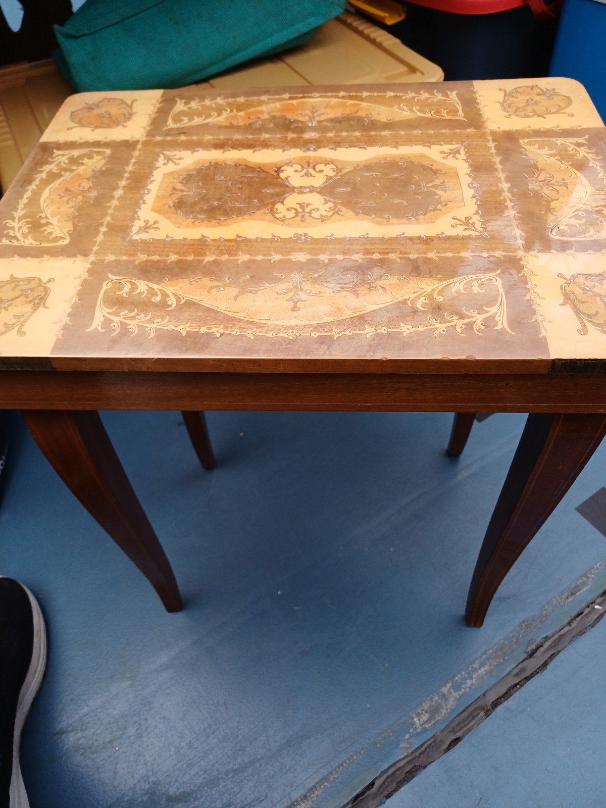 Antieke Muziektafel met Intarsia Inleg, Ophalen of Verzenden