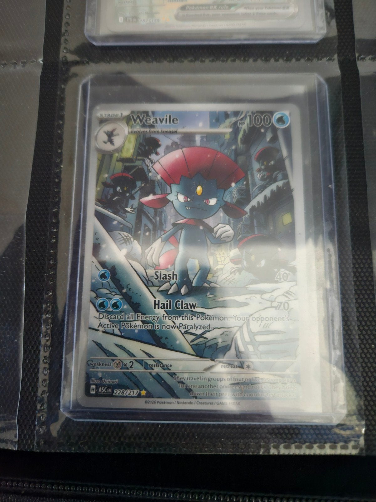 Pokemon Weavile 228/217 Ascended Heroes, Ophalen of Verzenden, Zo goed als nieuw, Losse kaart, Foil