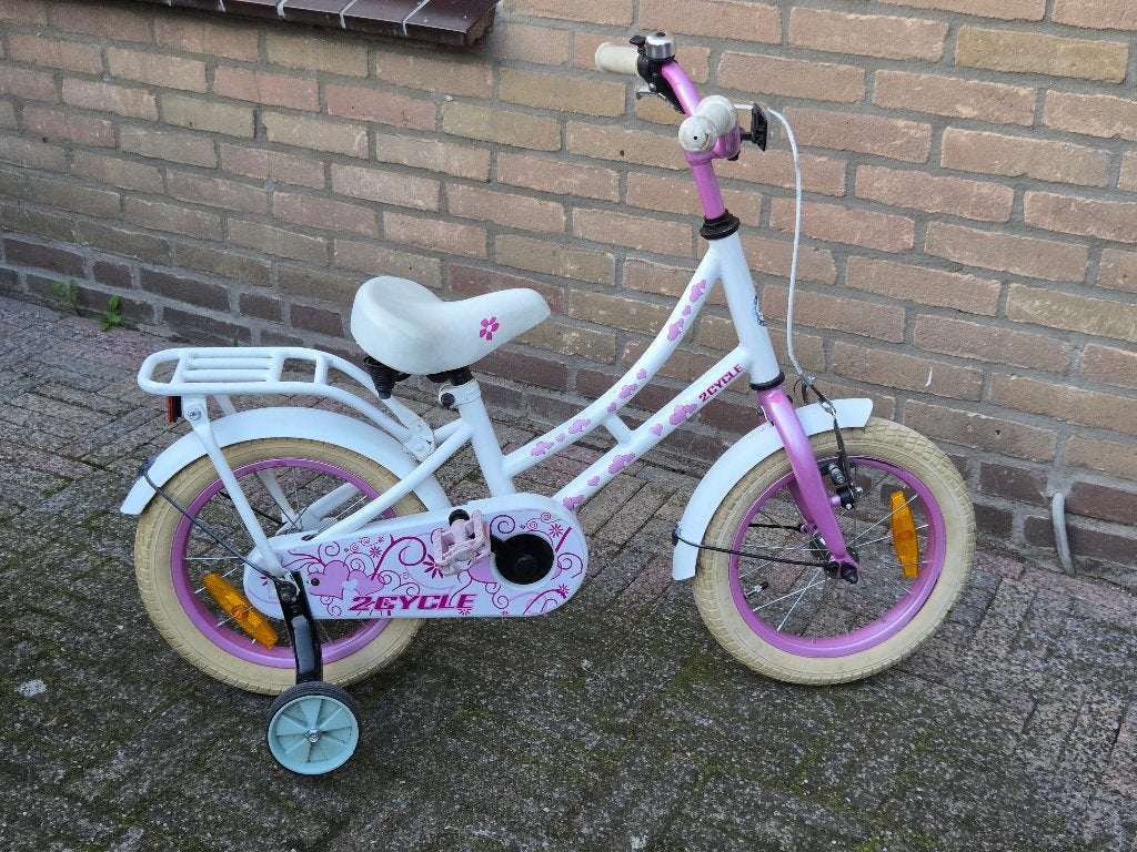 2Cycle Tussenmaat Meisjesfiets 14 inch 4-5 jaar 95-105 cm., Ophalen, Terugtraprem, Gebruikt, 14 inch of minder