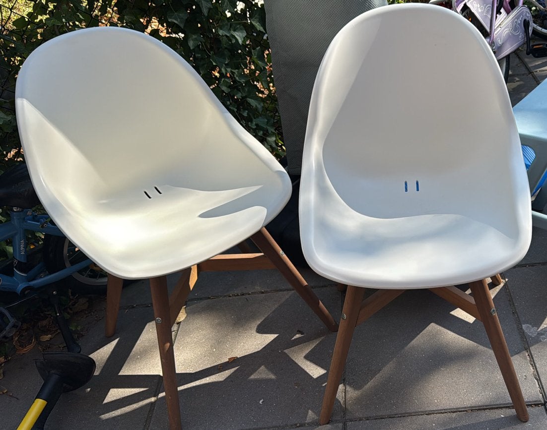 Set van 2 witte Ikea stoelen met houten poten, Ophalen, Gebruikt, Twee, Wit