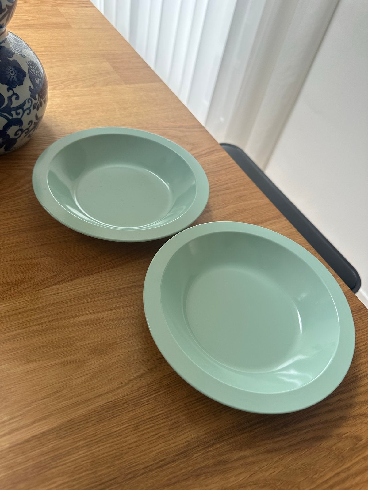 Set van 2 Mepal Rosti Kommetjes - Licht Groen/Blauw Melamine, Kunststof, Gebruikt, Mepal, Ophalen of Verzenden
