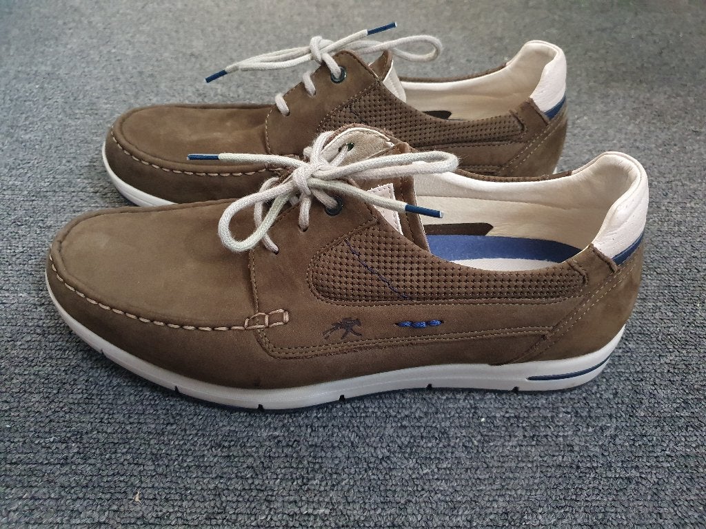 Fluchos leren bootschoenen groen/bruin mt 43 ZGAN, Loafers, Bruin, Fluchos, Ophalen of Verzenden
