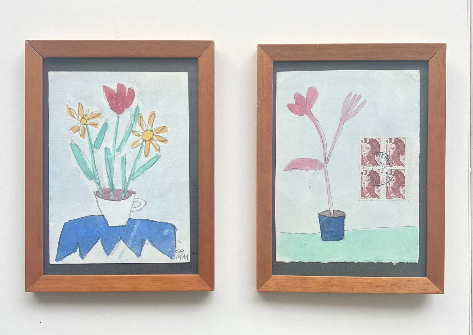 Klaas Gubbels 2 zeldzame, kleine aquarellen, collectorsitems, Ophalen