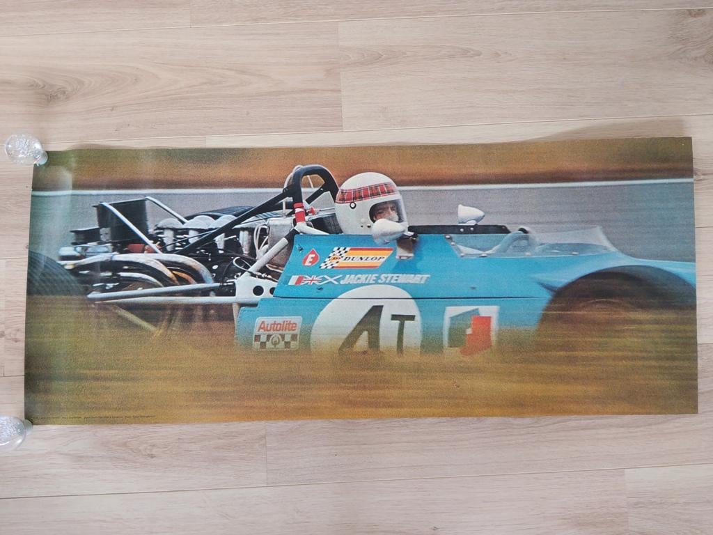 Vintage Poster Jackie Stewart Matra-Ford MS80 Zandvoort 1969, Verzamelen, Gebruikt, Rechthoekig Liggend, Ophalen of Verzenden