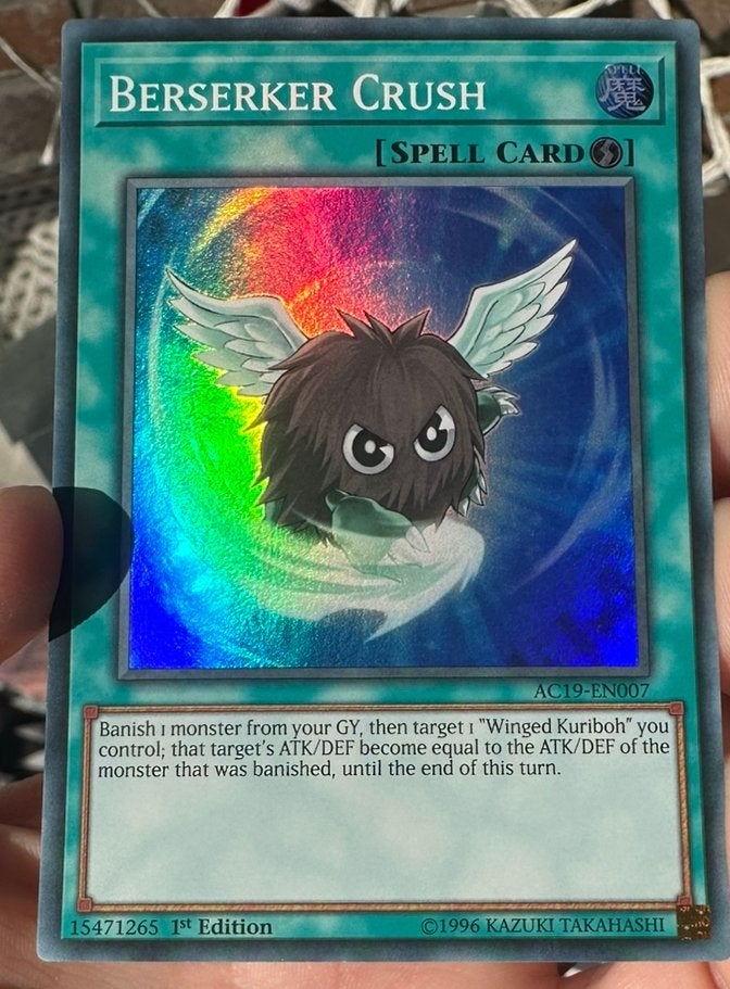 Yu-Gi-Oh! Berserker Crush AC19 1st Edition !, Ophalen of Verzenden, Zo goed als nieuw, Losse kaart, Foil