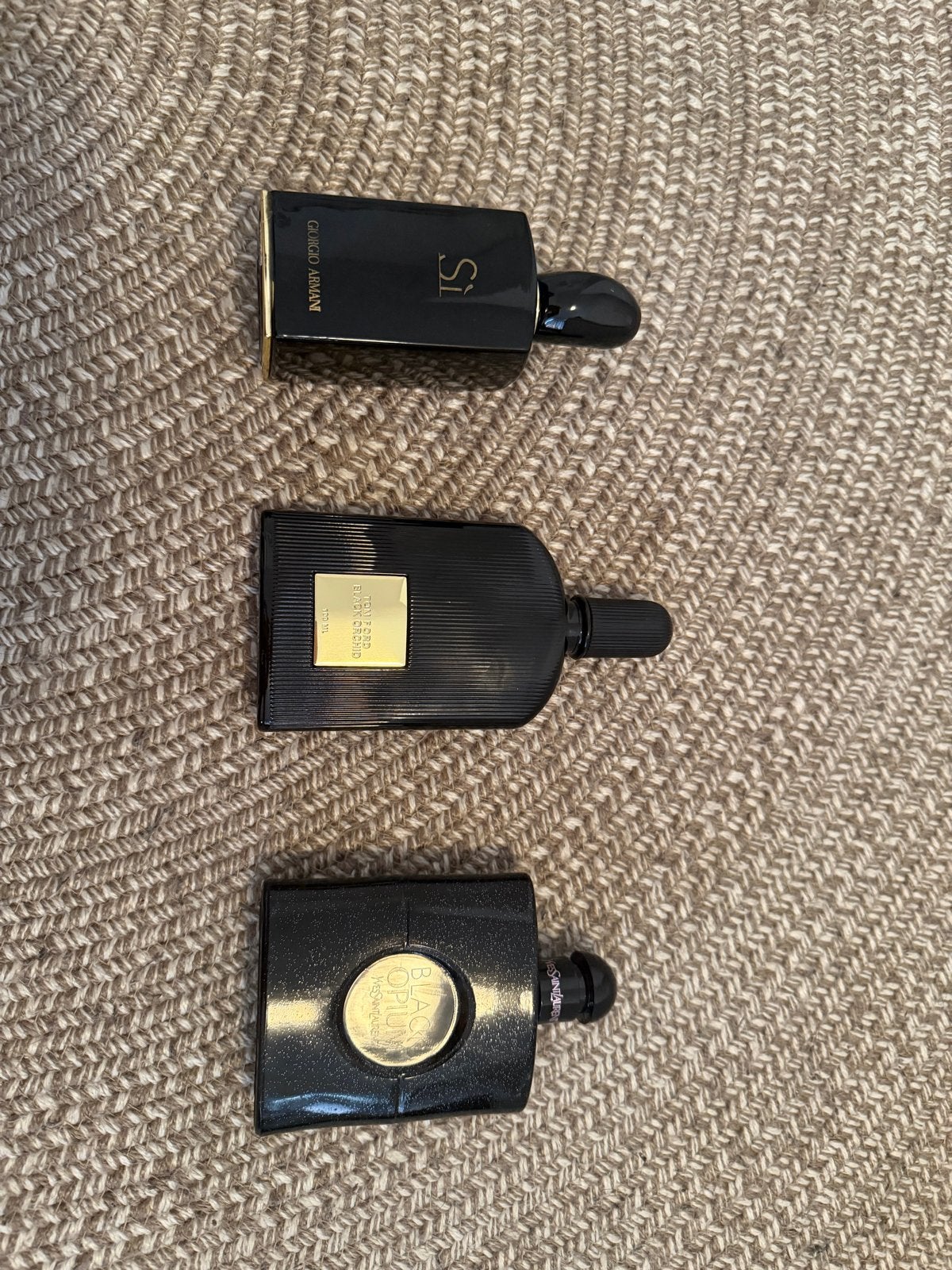 Parfum set: Armani Sì, YSL Black Opium, Tom Ford Black Orchi, Ophalen, Gebruikt