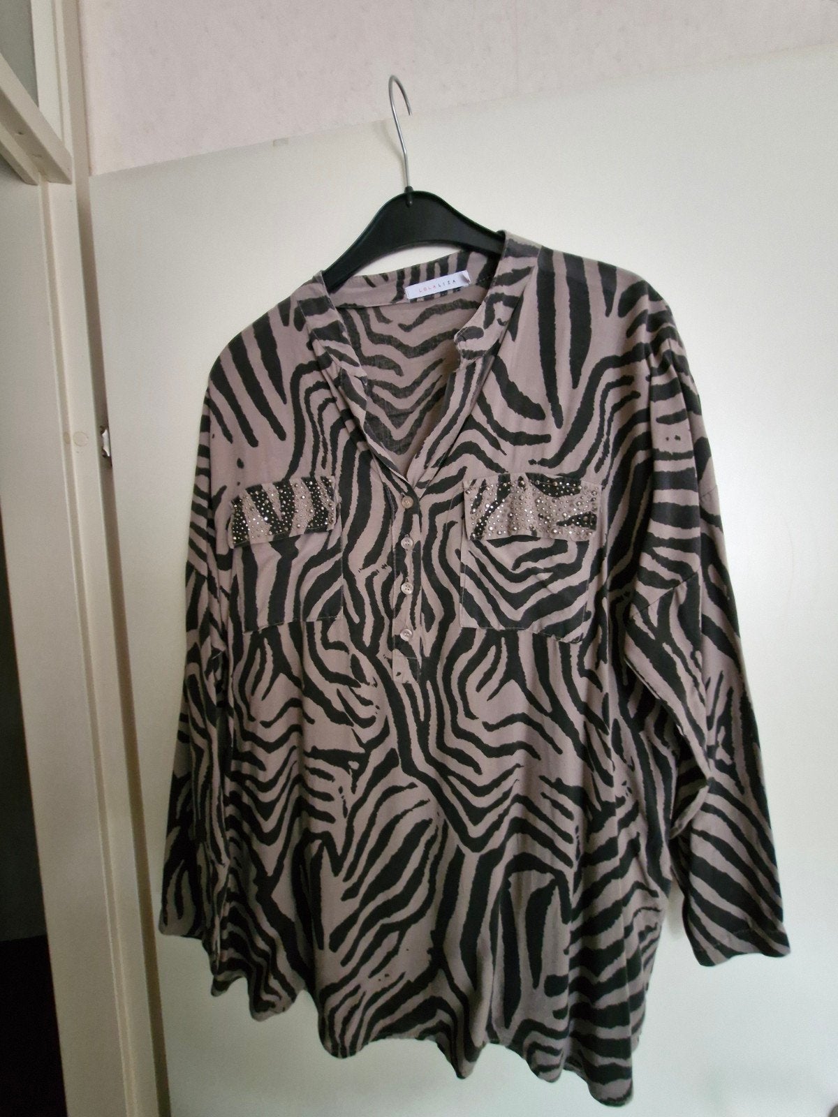 mooie tijgerprint blouse, Ophalen, Bruin, Maat 42/44 (L), Zo goed als nieuw