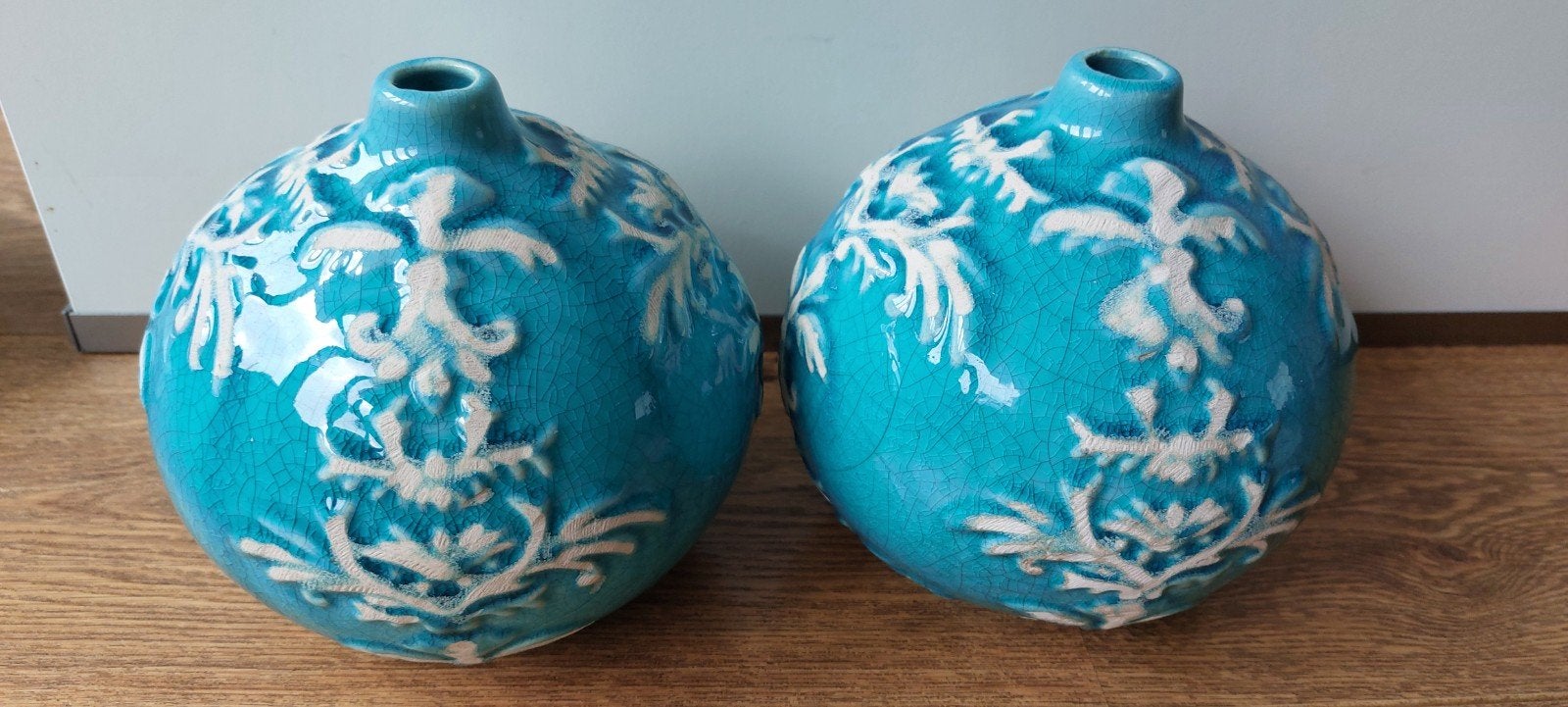 PTMD potten/vazen 2×, Overige kleuren, Ophalen of Verzenden, Minder dan 50 cm, Glas