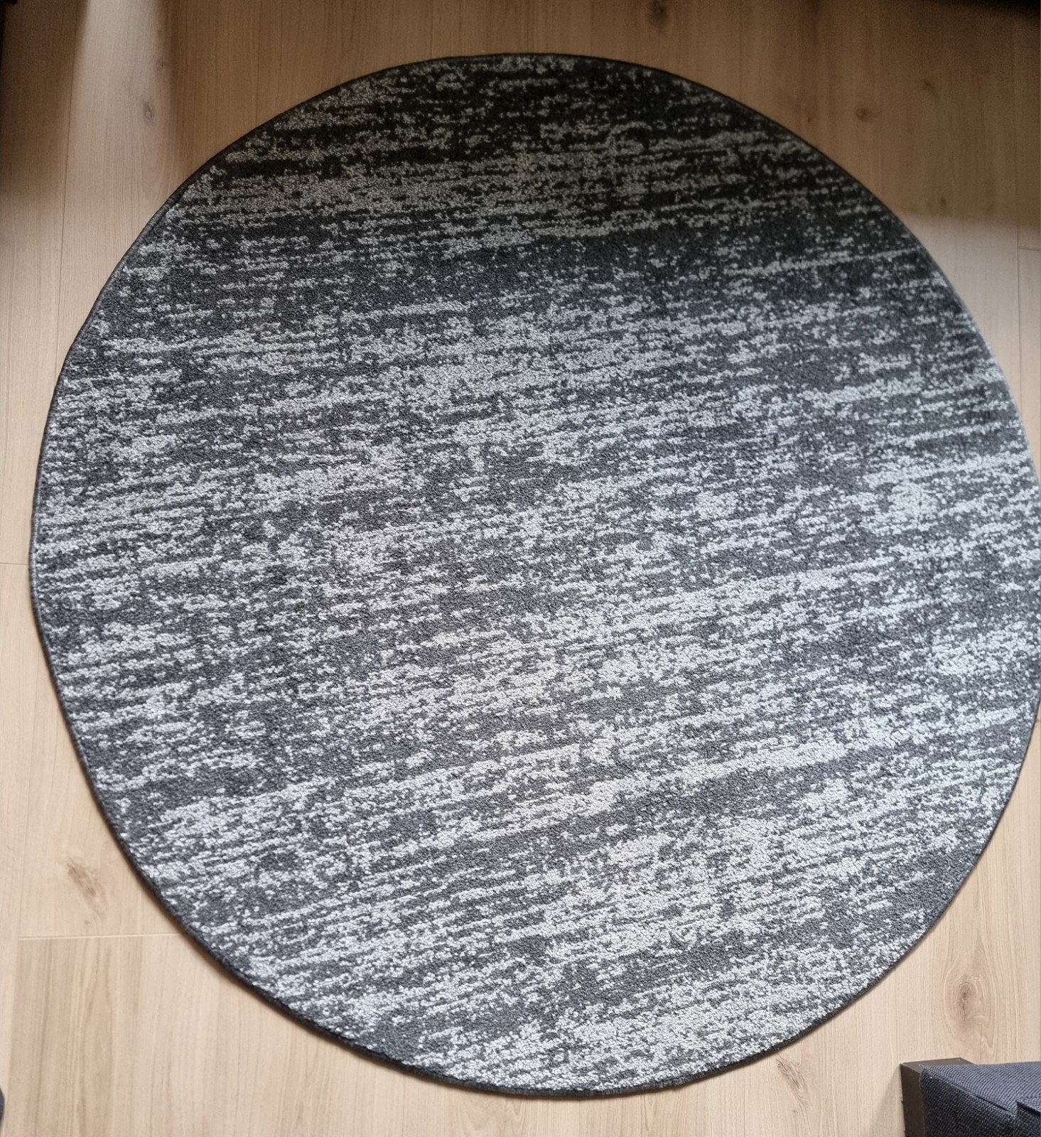 Rond vloerkleed grijs melange 150x150 cm, Ophalen, 150 tot 200 cm, Rond, 150 tot 200 cm