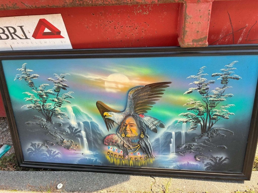 nog een mooie indianen schilderij, Antiek en Kunst, Ophalen of Verzenden, Ingelijst, Overige onderwerpen