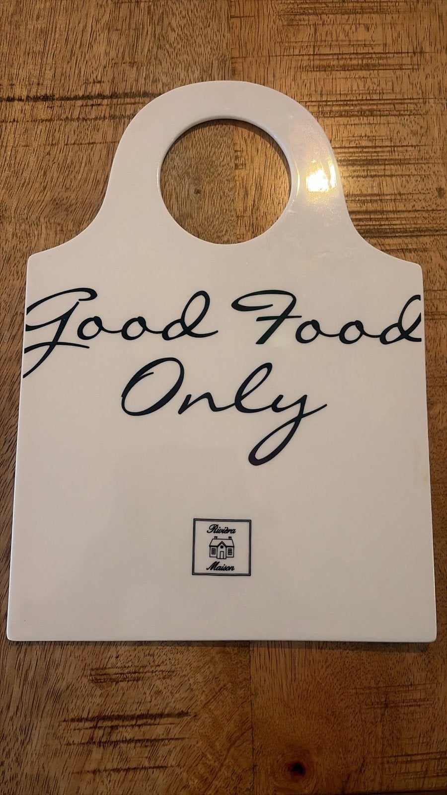 Riviera Maison Serveerplank "Good Food Only", Ophalen, Snij-/serveerplank, Zo goed als nieuw, Wit