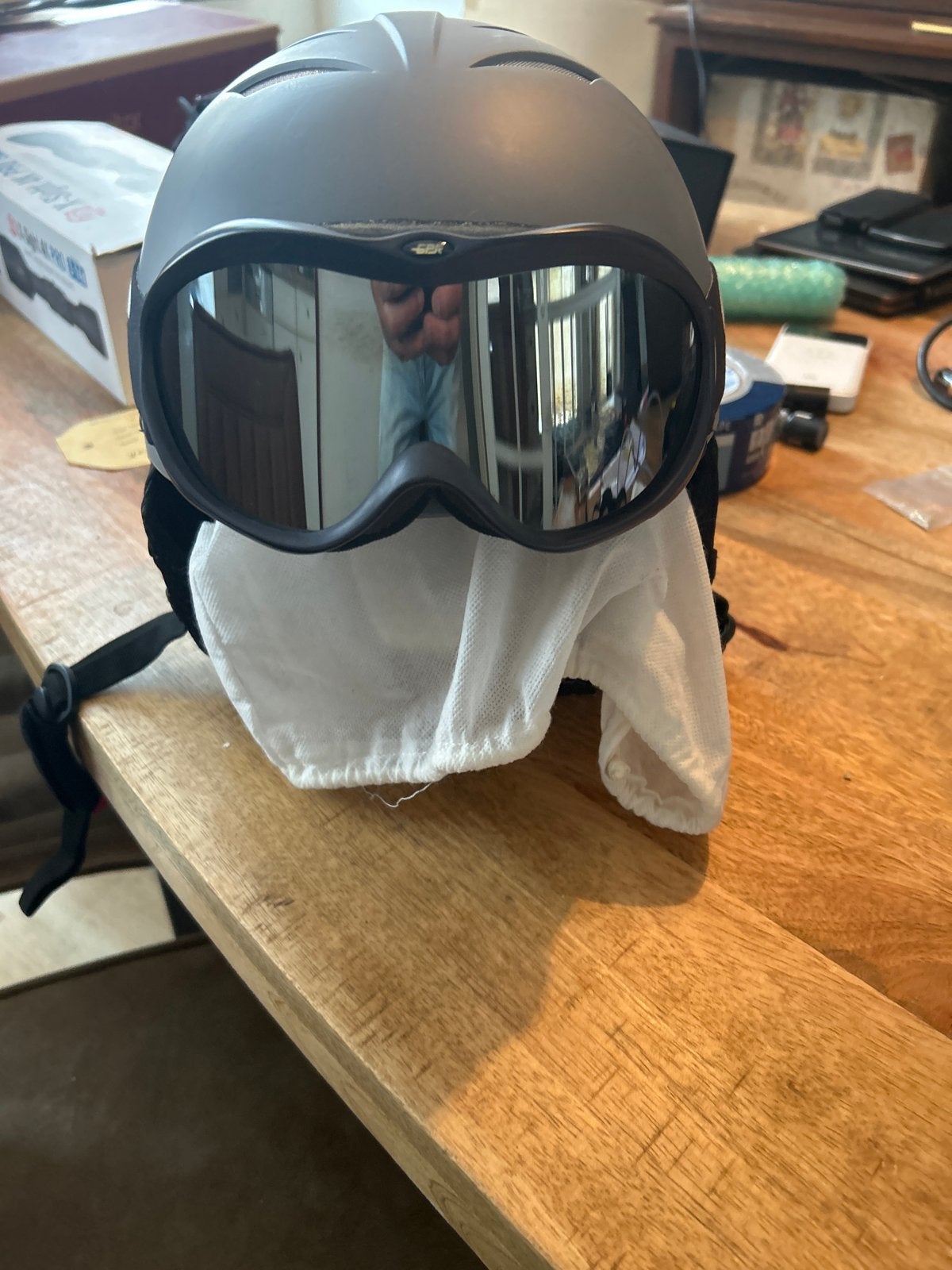 Skihelm met skibril - Grijs, Overige merken, Gebruikt, Overige typen, Ophalen of Verzenden