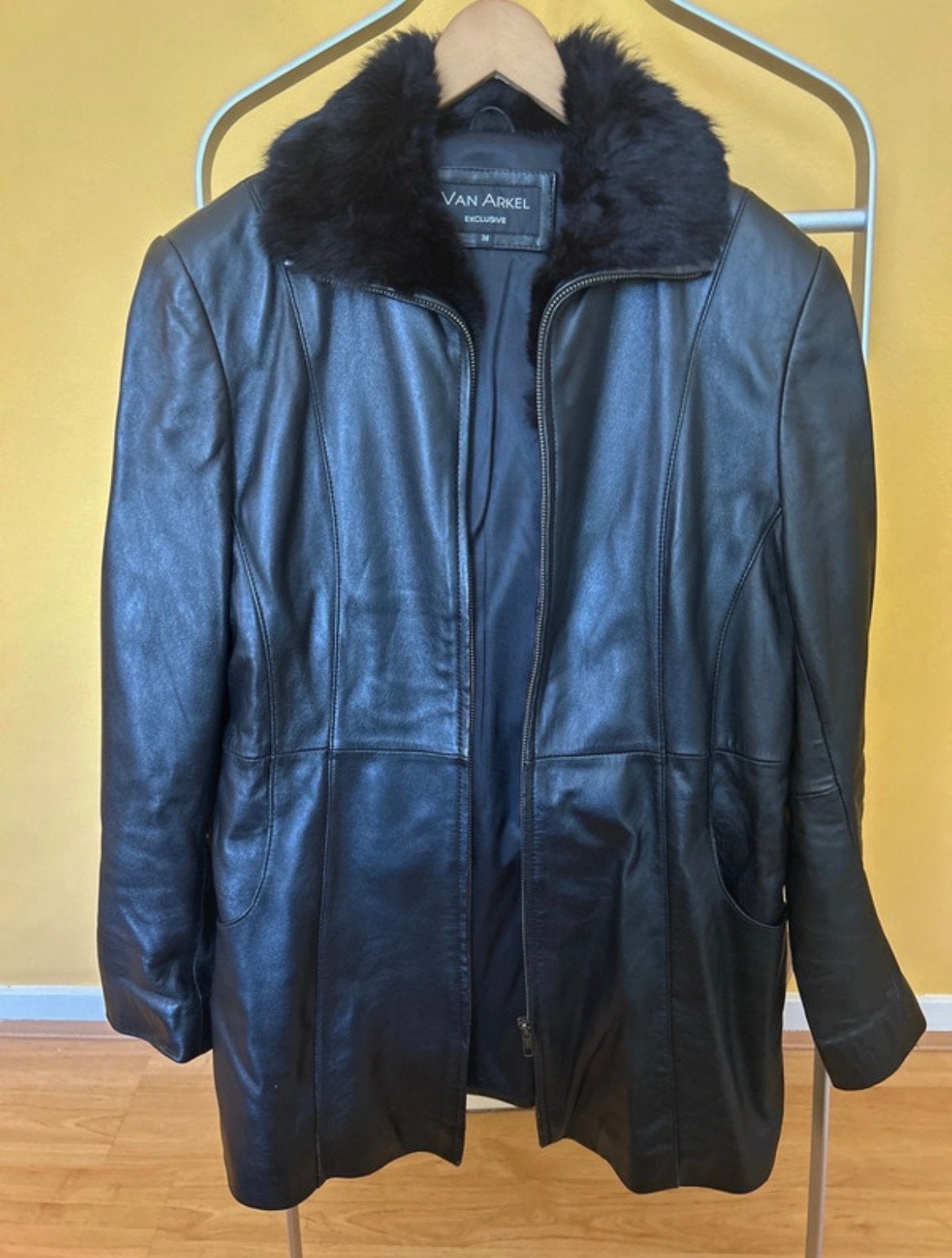 Van Arkel Leren Jas Maat 38 met Bontkraag en Ritssluiting, Kleding | Dames, Ophalen of Verzenden, Zo goed als nieuw, Maat 38/40 (M)