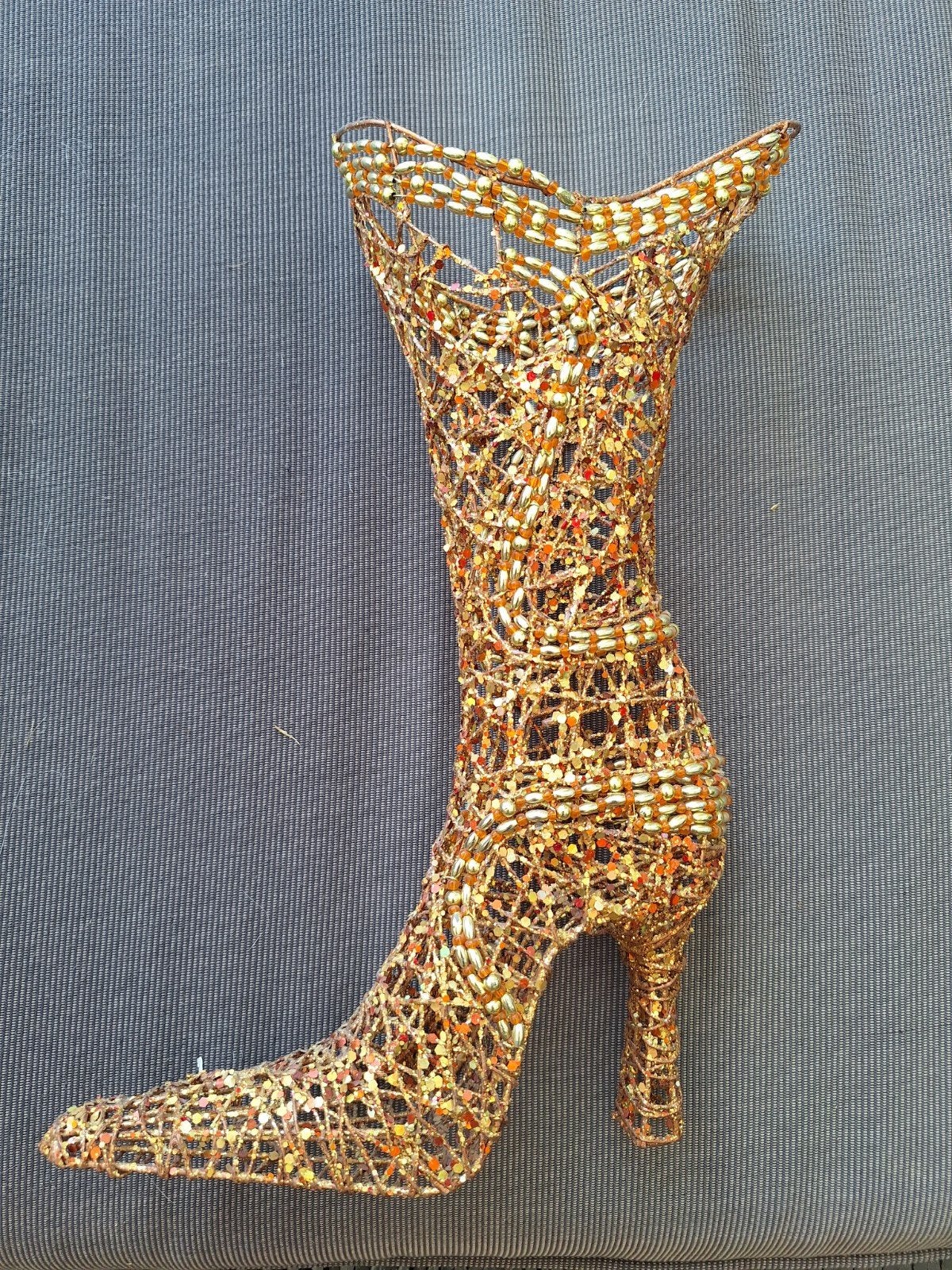 Decoratieve gouden schoen met glitter, Ophalen, Zo goed als nieuw, Goud, Metaal