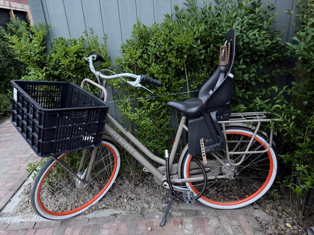Dames Gazelle fiets met Urban Iki achterzitje, Ophalen, Gebruikt, Achterzitje