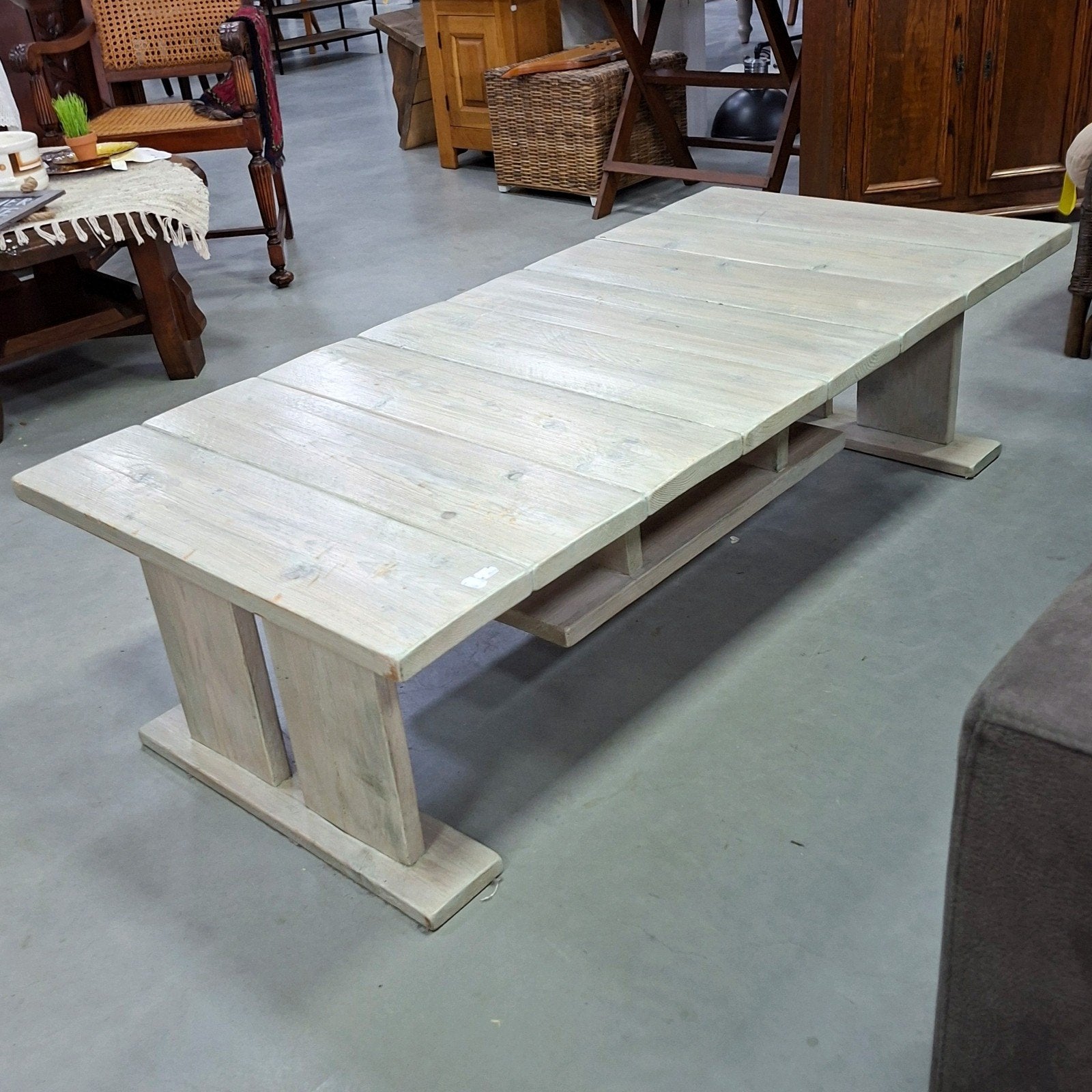 Tuinbank | tuintafel | 155x73x43 cm| massief hout | grijs, Ophalen, Gebruikt, Hout