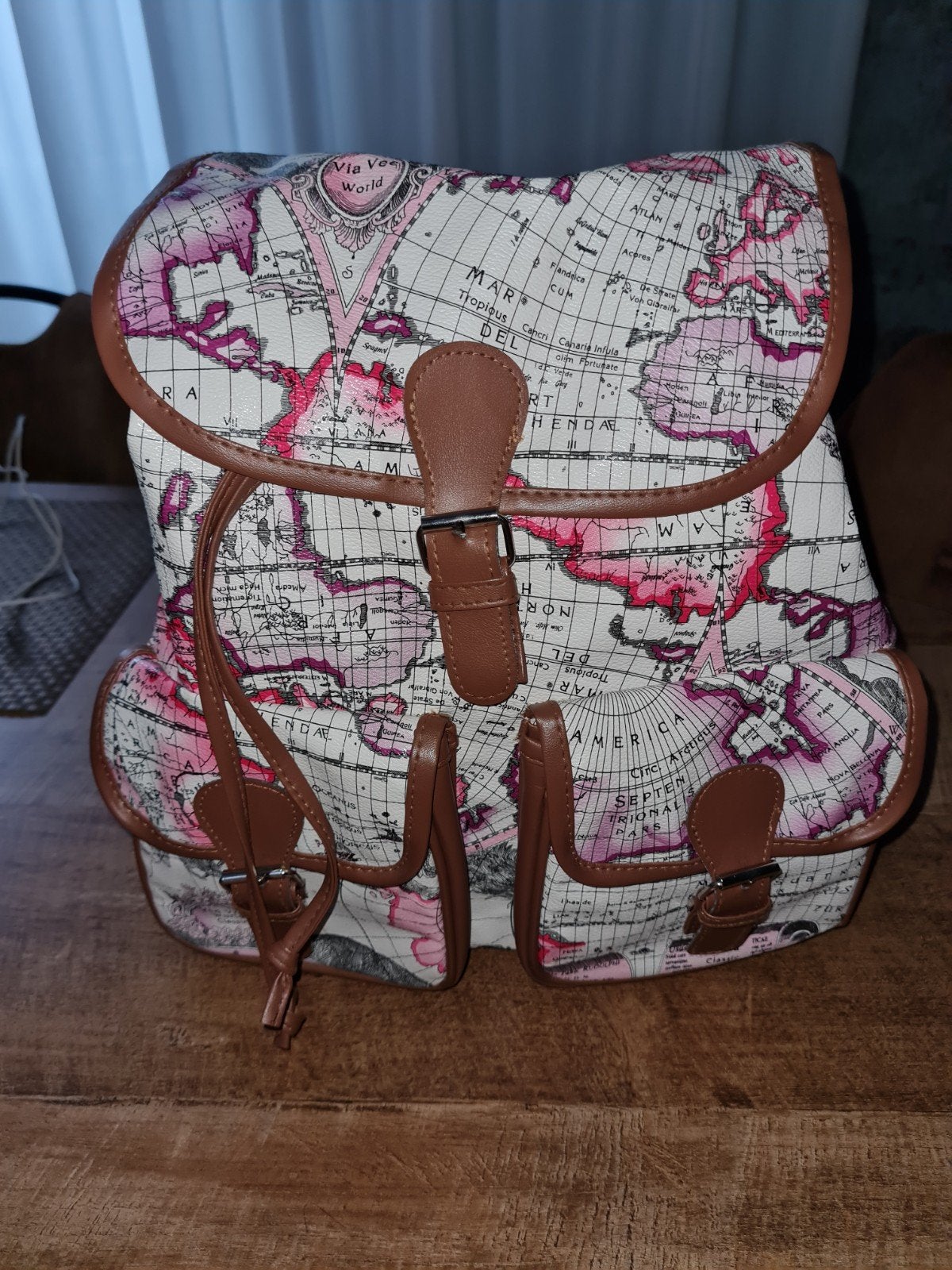 Nieuwe rugzak met wereldkaart print, Overige merken, 25 tot 40 cm, Nieuw, Ophalen of Verzenden