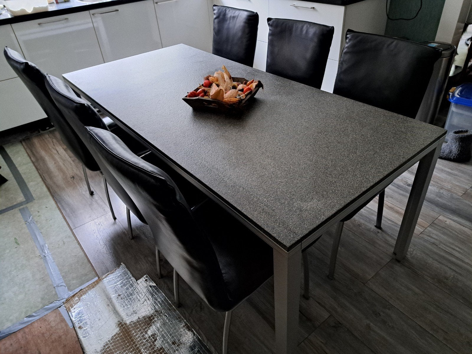 Uitschuifbare eettafel met 6 stoelen, Gebruikt, 200 cm of meer, Vijf personen of meer, Metaal