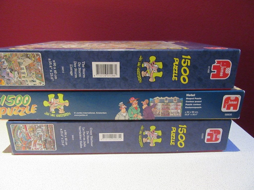 3Jan van Haasteren puzzels van 1500 st.€7,50p.st., Ophalen of Verzenden, Meer dan 1500 stukjes, Zo goed als nieuw, Legpuzzel