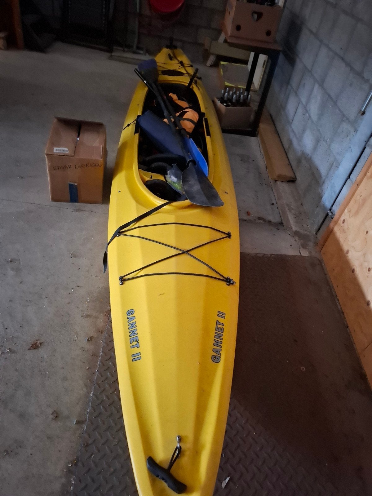 Gele Gannet II Kajak met peddel en zwemvest, Watersport en Boten, Kajaks, Gebruikt, Onbekend, Ophalen of Verzenden, 1-persoons