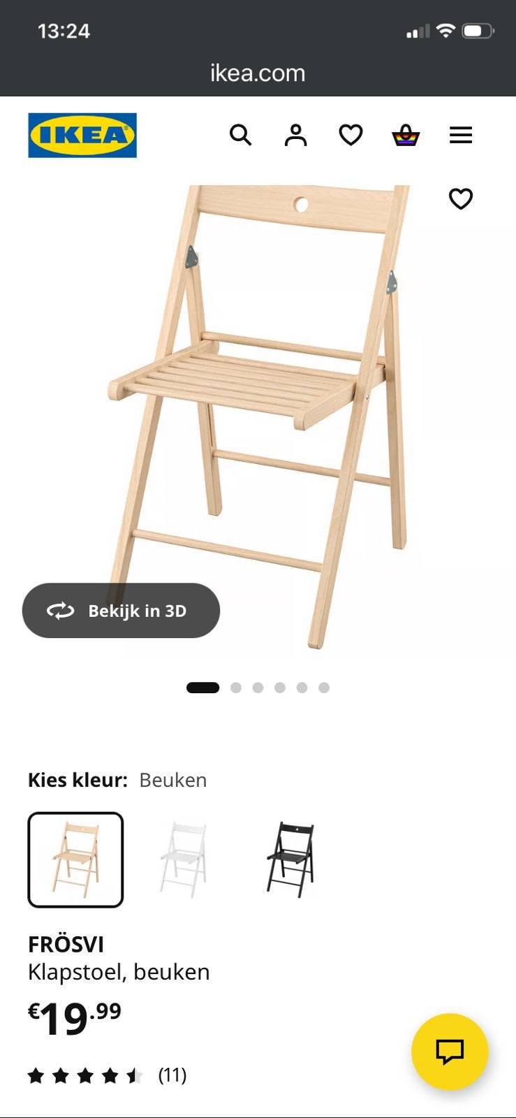 2 Frosvi terje houten klapstoel ikea 2 stuks, Huis en Inrichting, Ophalen, Zo goed als nieuw, Overige kleuren, Hout