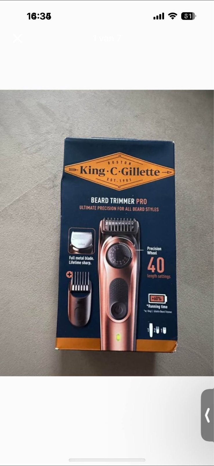 King C. Gillette PRO Baardtrimmer, Ophalen of Verzenden, Nieuw, Gehele gezicht