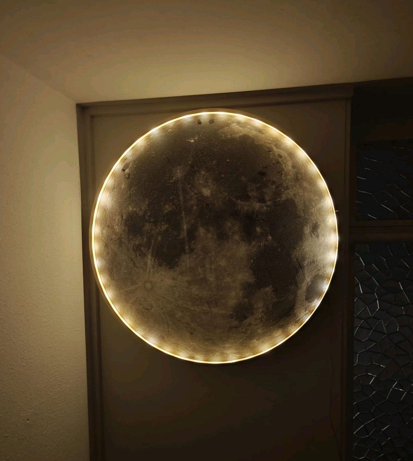 Mooie maan lamp met led strip, Ophalen, Zo goed als nieuw