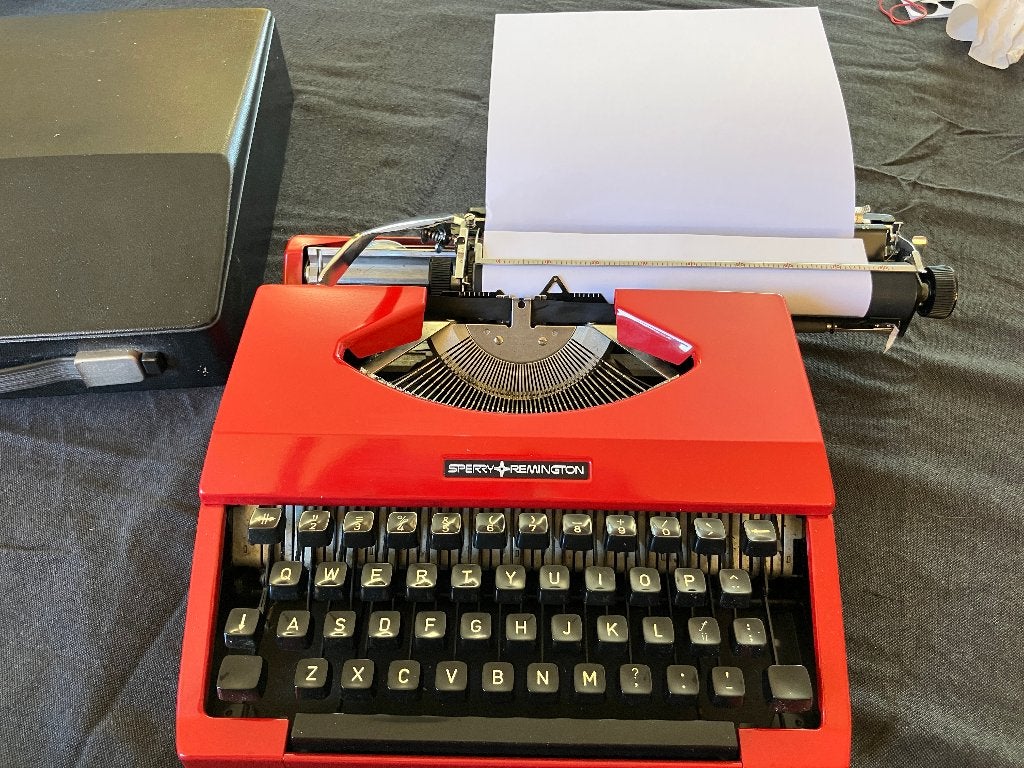 Sperry Remington typemachine rood vintage met koffer, werkt, Ophalen of Verzenden, Gebruikt