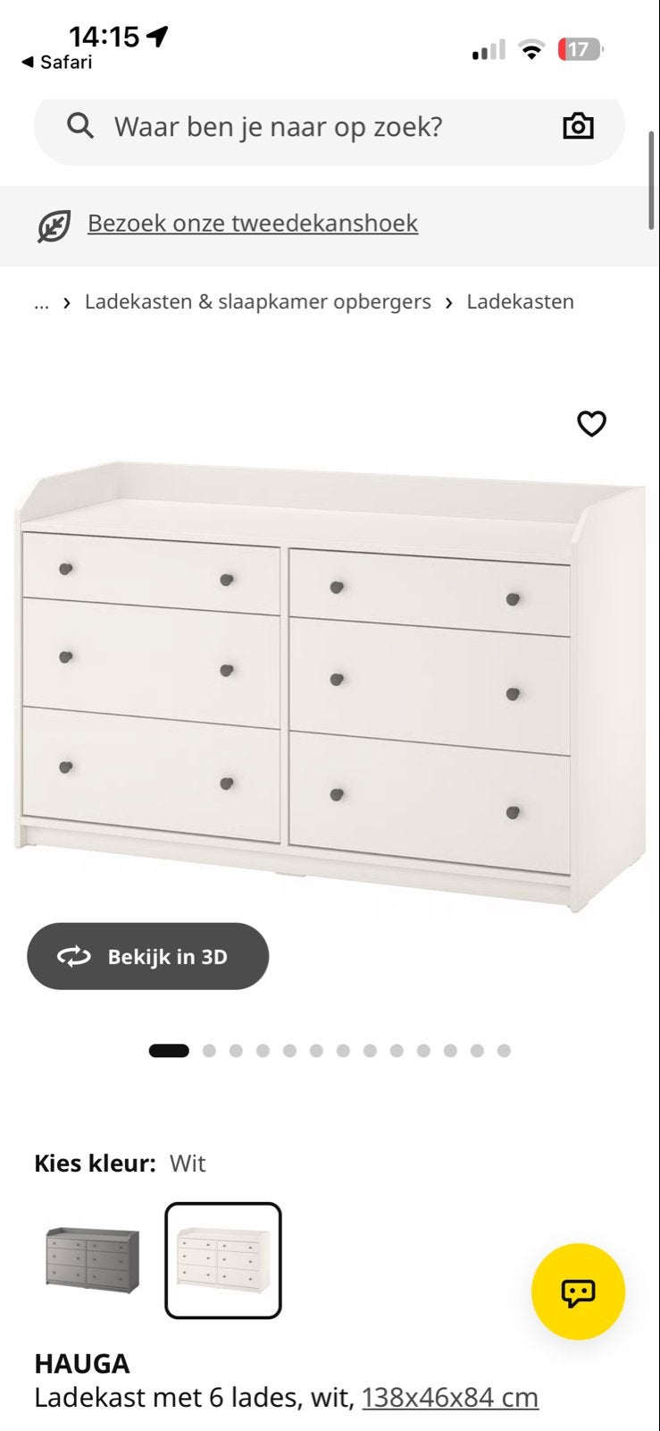 Nieuwe IKEA Hauga ladekast met 6 lades - Ongebruikt, Ophalen, 100 tot 150 cm, 5 laden of meer, Nieuw