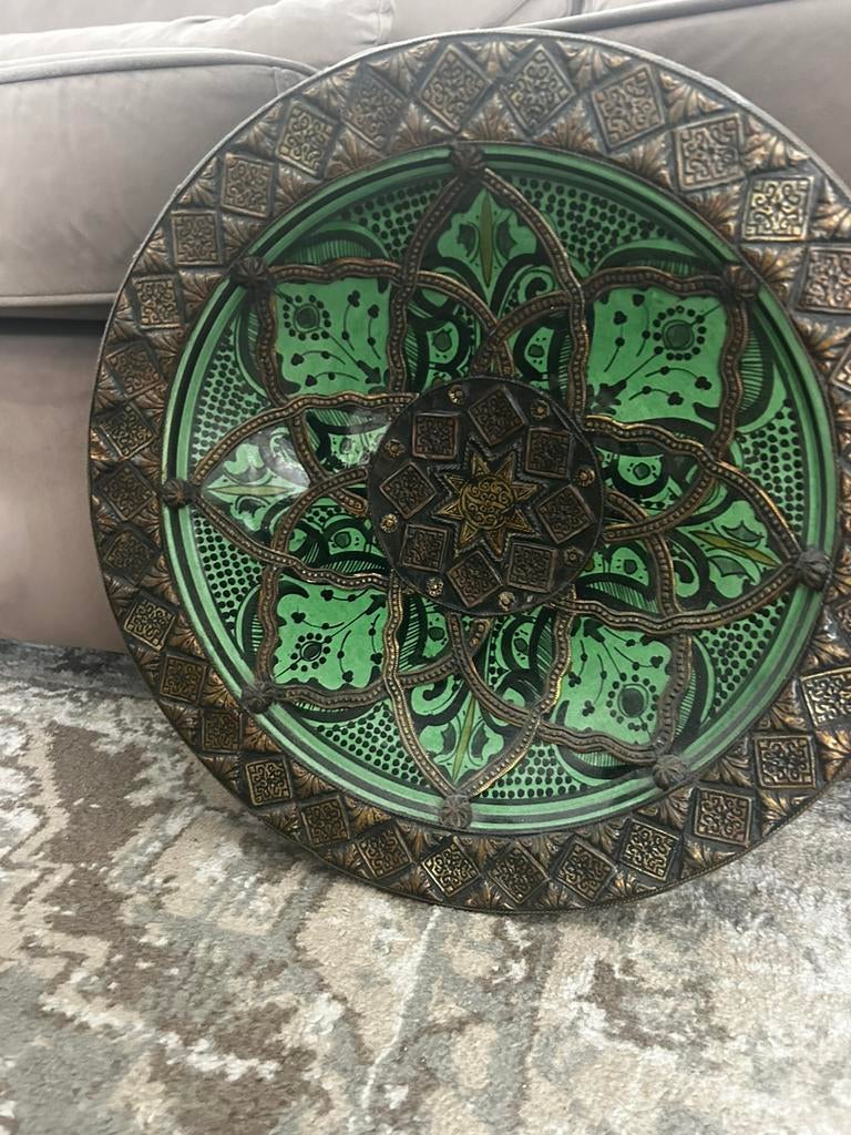 Mooie oosterse handgemaakte schaal /bord Marrakech groot, Tuin en Terras, Tuinwanddecoratie, Ophalen of Verzenden, Zo goed als nieuw