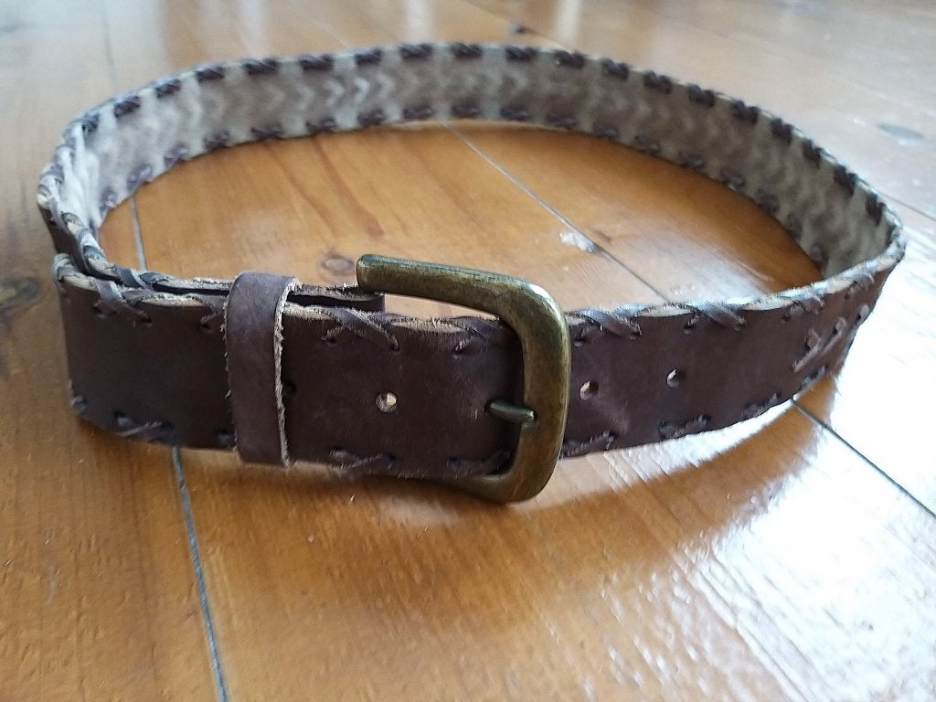 Esprit vintage 80s bruine lederen leren heup riem heupriem, Echt leder, 90 tot 100 cm, Heupriem, Ophalen of Verzenden