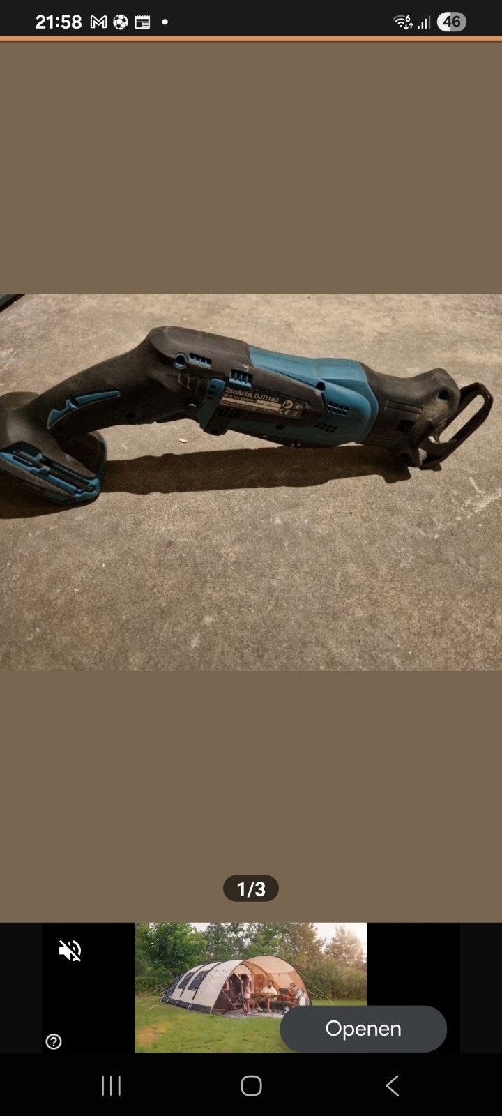 Makita DJR183 Reciprozaag 18V (body), Gebruikt, 70 mm of meer, Ophalen of Verzenden, Makita
