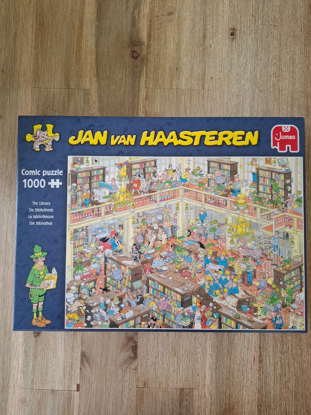 ZGAN Jan van Haasteren puzzel, De bibliotheek, 1000 stuks, Ophalen of Verzenden, 500 t/m 1500 stukjes, Zo goed als nieuw, Legpuzzel