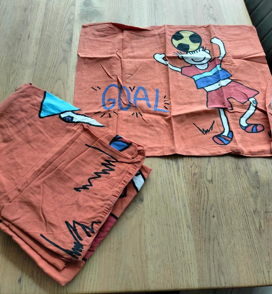 Dekbedovertrek voetbal Oranje, Kinderen en Baby's, Kinderkamer | Beddengoed, Gebruikt, Jongetje of Meisje, Dekbedovertrek, Oranje